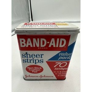 Vintage Johnson & Johnson Band-Aid Brand Sheer Strips Value Pack Tin - FILLED!